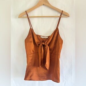 Copper Abercrombie & Fitch Thin Strap Top Bow Front Cut Out Scrunch Cinched Fit